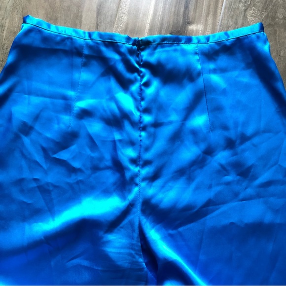 Blue Satin Wide Leg Pants - Picture 3 of 3